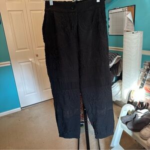 Black Brand Swirl Patterned Textured Trousers